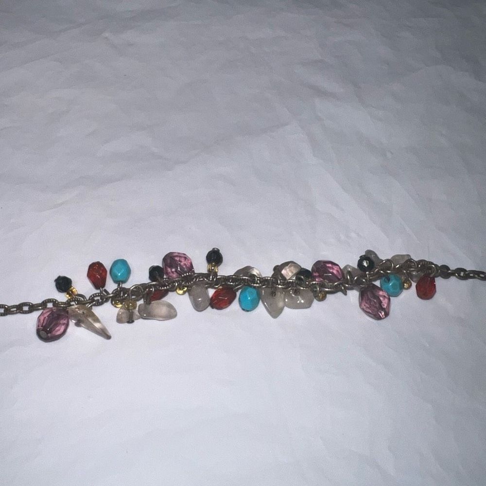 Multi Stone and Beaded Gold Tone Bracelet/Anklet - Picture 4 of 5